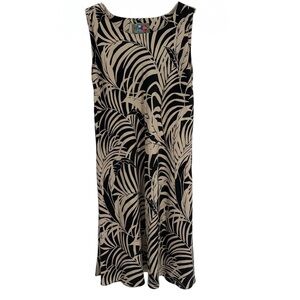 Hilo Hattie silk Dress Womens Size XL black Hawaiian Floral Sleeveless Tropical